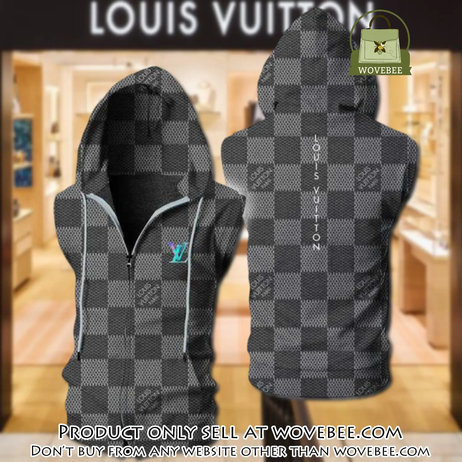 Louis vuitton grey unisex sleeveless zip up hoodie luxury for men women szh013 wvb0524921